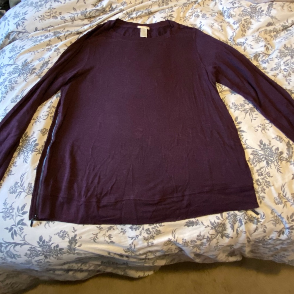 Marty M XL side zips sweater in burgundy